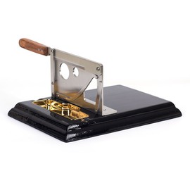 New Table Top Stainless Steel Cigar Cutter w/Gold Accents