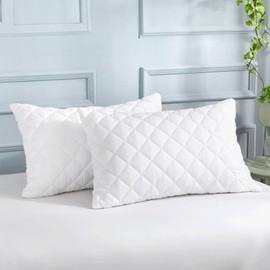 LSC Pillow Protectors 2 Pack Quilted Ultra Soft Anti Allergy Pillow Cover Breathable and Comfortable Microfiber White Pillowcase 48x74 CM (PACK OF 2)