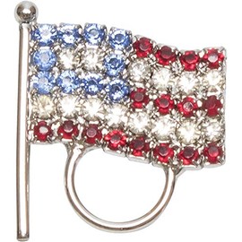 Calabria United States of America USA Crystal Flag Pin Eyeglass/Sunglass Holder Retainer