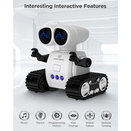 Robot Toys for Boys Girls, Rechargeable Remote Control Emo Robot Toys with Walkie Talkies Function, Music & 16 LED Eyes Patterns, Kids Toys for 3-8 Year Old Boys Girls, 3 4 5 6 Year Old Girl Gifts