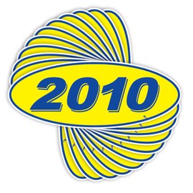 Versa-Tags Versa Tags 2010 Oval Model Year Car Dealer Window Stickers Proudly Made in The USA Versa Oval Model Windshield Year Stickers are Blue and Yellow in Color Come Twelve (12) to A Pack