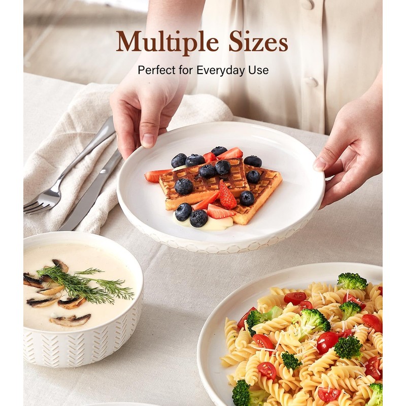 Stoneware Dinnerware Sets Service for 4, 12 pcs Reactive Glaze