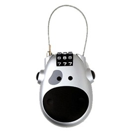 Cow Face Retractable Combination Padlock (Grey with Grey Eye)