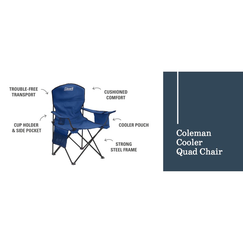 Coleman Portable Camping Chair with 4-Can Cooler, Cushioned Seat &