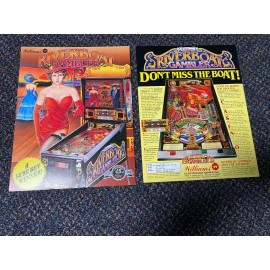 2 WILLIAMS FACTORY ORIGINAL 1990 RIVERBOAT GAMBLERS PINBALL PROMO FLYERS NEW