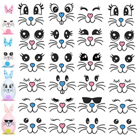 36 Pcs Easter Bunny Face Vinyl Decals Rabbit Face Wall Decals Stickers Bunny Faces DIY Craft Art Stickers for Easter Party Decorations Bunny Feet Window Clings Sticker Front Porch Door Party Supplies