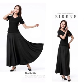 BEYANE Women's Ballroom Dance, Practice Wear, Skirt, Long, Medium, Dance, Latin, Simple, Black
