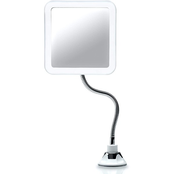 Fancii Flexible Magnifying Mirror 10X with LED Light and Gooseneck, Lighted Travel Makeup Mirror, Lock Suction, Natural Daylight LED, Cordless and Portable (Mira Plus)