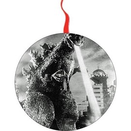 BMSBIZ Retro Godzilla 1955 Flames Christmas Holiday ornament 3 inches round 2 sided