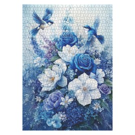 Fantasy Flower Bird Puzzles for Adults 1000 Pieces, Beautiful Wildflower Plant Jigsaw Puzzle, Hard Challenging Spring Floral Art Puzzles