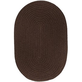 Super Area Rugs Maui Solid Braided Rug Indoor/Outdoor Washable Reversible Carpet, Brown, 3' X 5' Oval