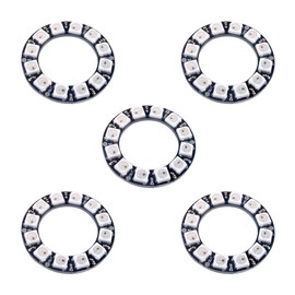 DIYmall 5個 12 X WS2812B RGB LEDリング 12ビット WS2812 5050 ランプライト ドライバー内蔵 フルカラーライト DC 5V Arduino Raspberry Pi用