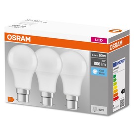 Osram OSRAM Base LED Lamps, Classic Bulb A, 8,5 W, matt, Einheitsgröße, 3 Stück (1er Pack), Kaltweiß