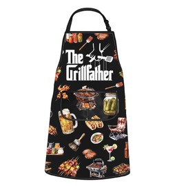 JTOUK The Grill Master Kitchen Apron Father’s Day Gift Cooking Grilling BBQ Apron Gift for Men's Birthday (Grill Apron EU)