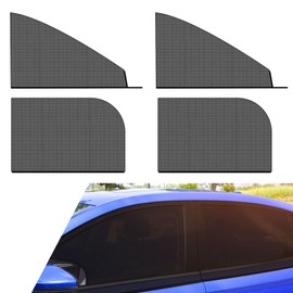 Sumjig 4 PCS Car Side Window Shades, Privacy Protection, Double-layer Thickening Vehicle UV Shielding Mesh, Hanging Installation, Breathable Stretchable Design, Universal for Most Cars (Black)