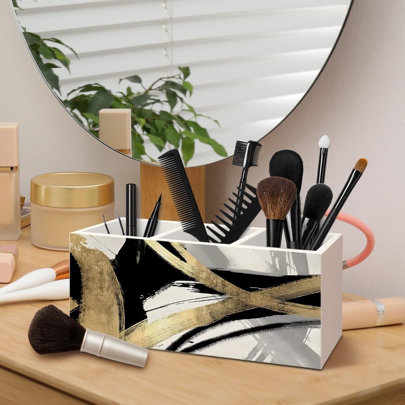 AQYIP Black White and Gold Pen Pencil Holder for Boho
