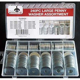 240pc Goliath Industrial Large Penny Fender Washer Assortment LPW240 NUT Bolt