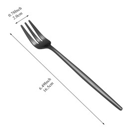 Evanda Black Dessert Forks Set of 6 6.3 inches/16.5 cm, Titanium Black Plating Bakery Fork, Family Appetizer Fork for Fruit, Cheese, Cafés, Restaurants, Easy to Clean, Dishwasher Safe
