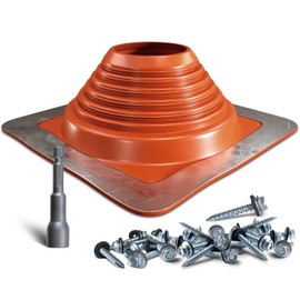 VIVIDA #7 Silicone Metal Roof Pipe Boot, High Temp Flexible Roof Jack Vent Boot for Pipe OD 6" to 11", Screws & Hex Socket Included, Square Base, Red, 1 Pack