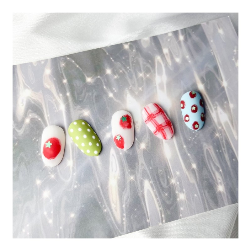 Nails filled with tomatoes (matte) - round / 토마토 가득