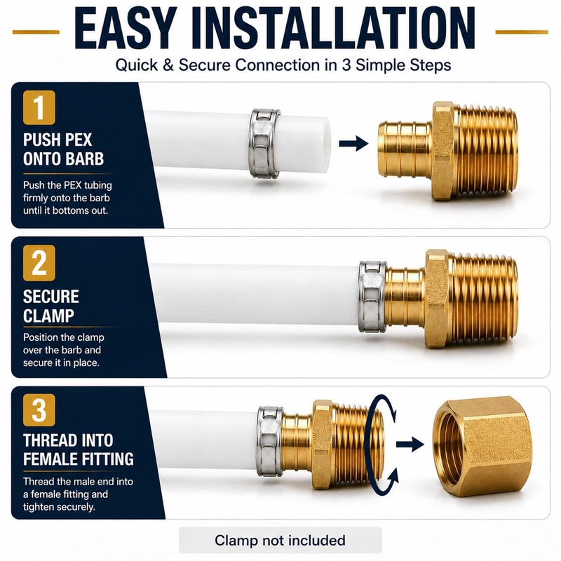 Pex Crimp Fitting, 6 Pack, 1/2" male Adapter, F1807 C46500
