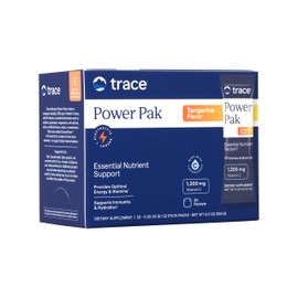 Trace Minerals Trace Minerals | Power Pak Electrolyte Powder Packets | 1200 mg Vitamin C, Zinc, Magnesium | Boost Immunity, Hydration and Natural Energy | Tangerine | 30 Packets