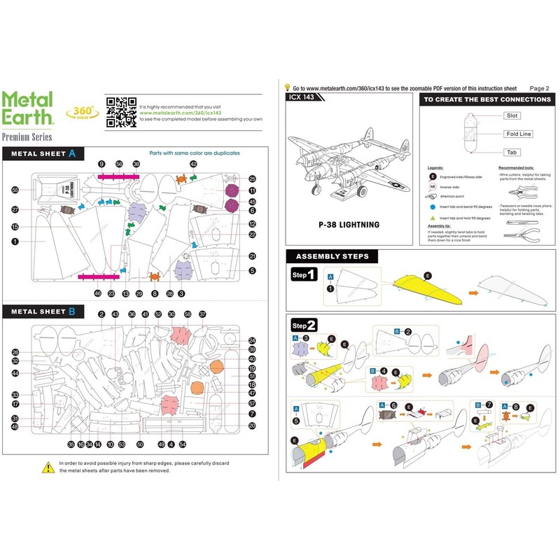 Metal Earth: Iconx Lockheed P-38 Lightning
