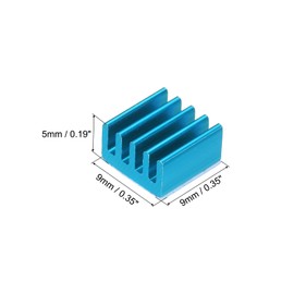 QUARKZMAN Pack of 20 9 x 9 x 5 mm Heatsinks Aluminium Radiator Heatsink Cooling with Thermal Blue Sticker for Chip CPU Transistor FET IC Amplifier Sky Blue