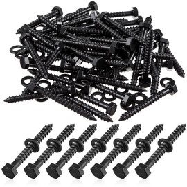 Otoolling 50 Sets 1/4" x 2" Hex Head Lag Screw Heavy Duty Lag Bolts Carbon Steel with Washers Partially Threaded Hexagon Head Wood Screws Zinc Plated Black