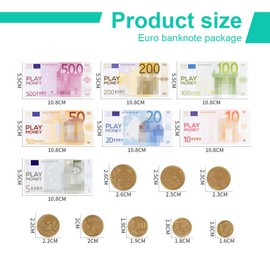 XPEX 208 Piece Play Money Euro Notes and Coins Shop Computing Money Euro Notes Toys Merchant Shop Accessories Shopping Shop Children Play Money Children Shopping Basket Children