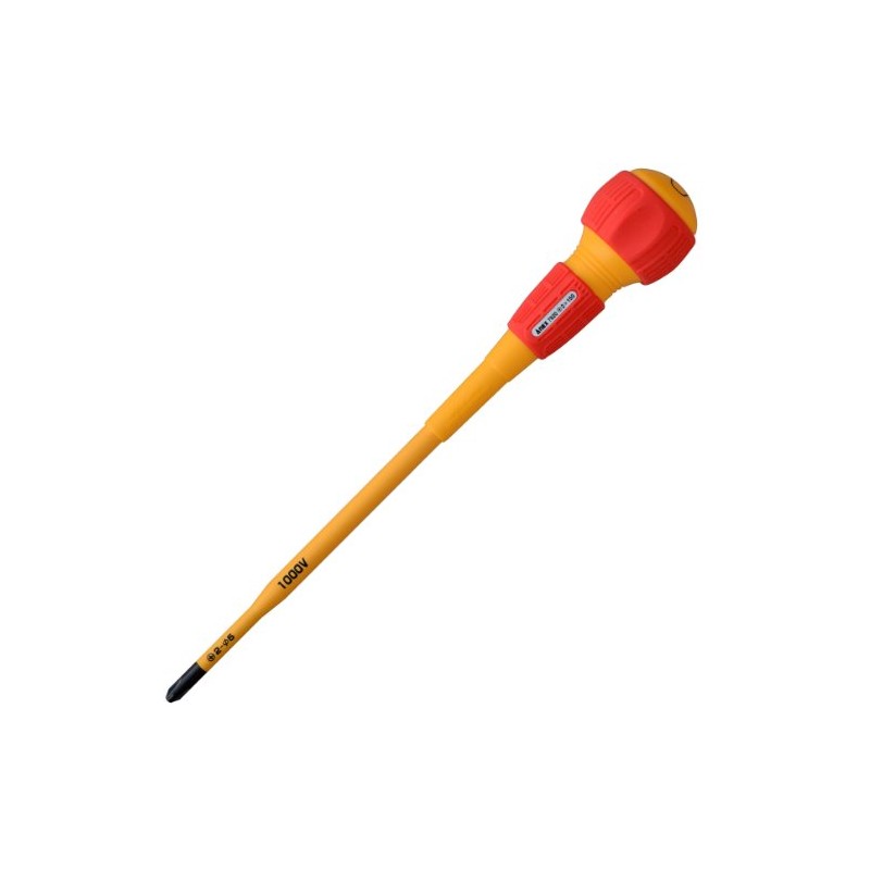 ANEX Slim Insulated Screwdriver 1000 V Compatible, Thin Shaft +2