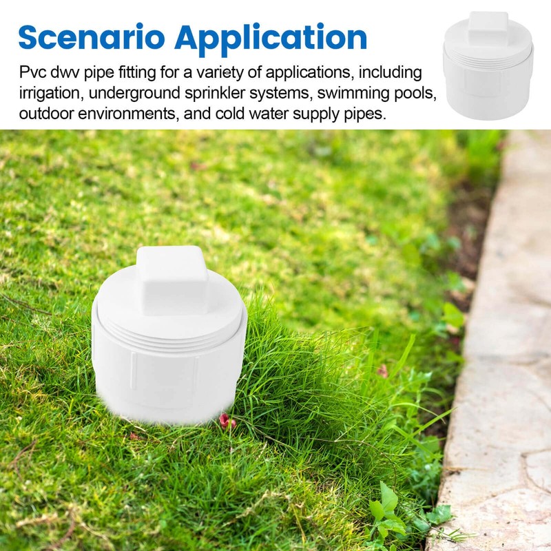 2" PVC Sewer Cleanout Adapter with Plug Pipe Fitting, PVC