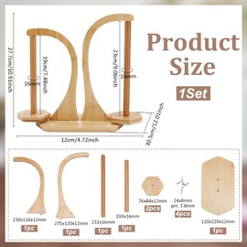 PH PandaHall Wooden Yarn Holder Yarn Ball Holder with 2 Spindles Yarns Spool Stand Wood Ribbon Spinner Crochet Wool Storage for Crocheting Knitting Lovers Gift Thread Sewing Craft