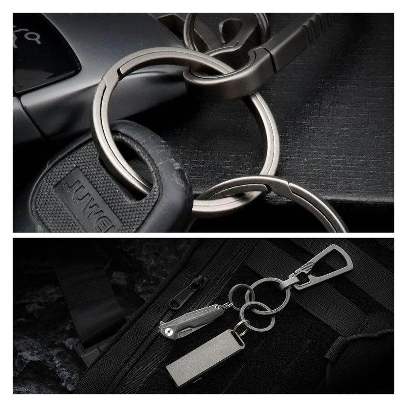 EULAPGOE Pack of 3 Titanium Key Rings, 25/20/16 mm Titanium