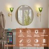 XIYOUVE 2 Pack Battery Operated Wall Sconce with Green Glass