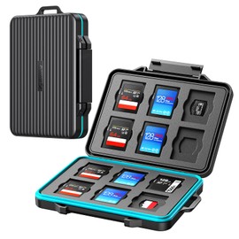 Memory Card Protective Case for ORICO SD Memory Card Case for 12 SD and 12 TF Cards, Waterproof and Dustproof with Carabiner and Sticker (PHCD-3)