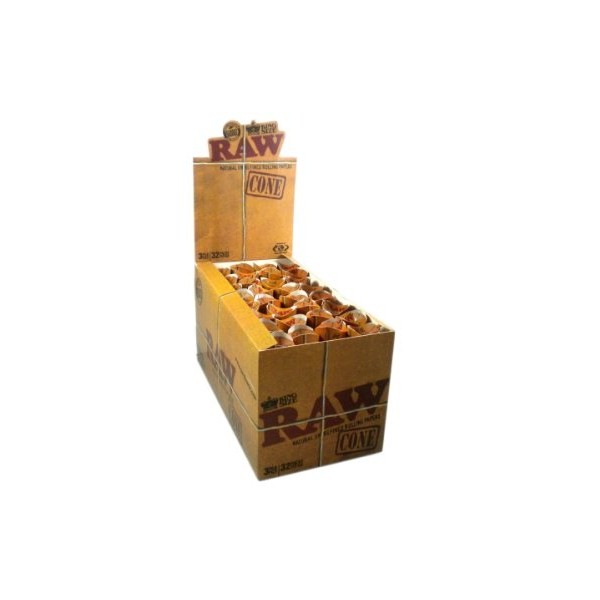 RAW Natural Unrefined King Size Cones - 10 Containers of 3 Cones