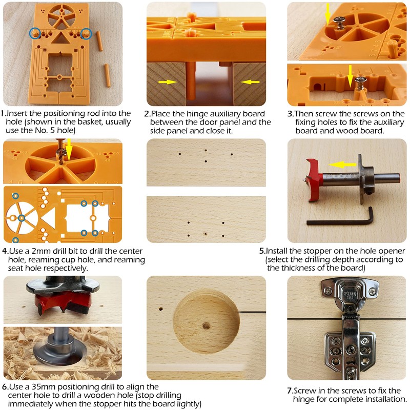 Forstner Drill Bit with Hinge Jig Woodworking Hinge Hole Cutter