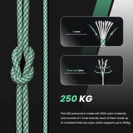 Abma Cord Paracord 550 4mm Nylon Rope Type III 7 Strands Parachute Cord - Max. 250kg (550lbs)