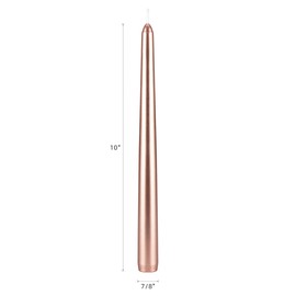 Mega Candles 12 pcs Unscented Rose Gold Taper Candle, Hand Poured Wax Candles 10 Inch x 7/8 Inch, Home Décor, Wedding Receptions, Baby Showers, Birthdays, Celebrations, Party Favors & More