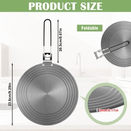 Induktion Adapterplatte, 23.6cm Induktion Adapter mit Faltbarem Griff, Adapter Induktionskochfeld, Edelstahl Moka Induktionskochtelleradapter für Kaffeemaschinen und Kochutensilien