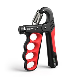 MACYO Grip Strength Trainer, Display Counter Hand Grip Strengthener with Adjustable Resistance 11-220Lbs(5-100KG), Ergonomic Design, Forearm Strengthener for Musicians Athletes and Injury Recovery (Orange)