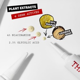 THAYERS- Tratamiento rápido para el acné de Thayers con 10% de azufre, tratamiento para el acné con azufre, niacinamida y ácido glicólico