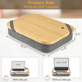 Mayjoy Bamboo Lap Desk with Storage, Cover Removable Lap Desk for Lap, Computer Laptop Stand on Lap, Work on Bed or Couch, Write or Draw on Your Lap (Grey)