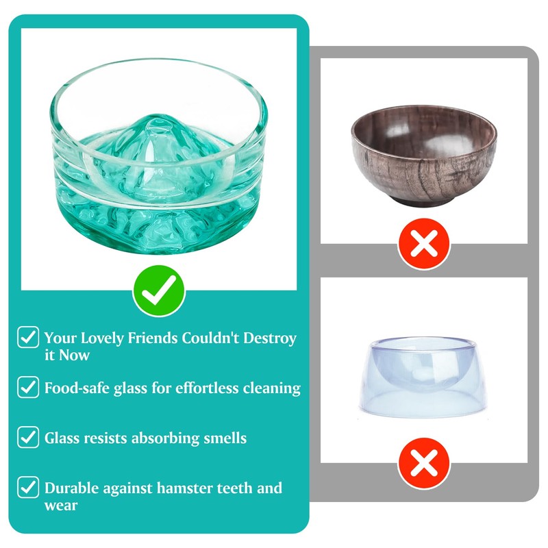 BNOSDM Hamster Food and Water Bowl Mountain Fuji Style Glass
