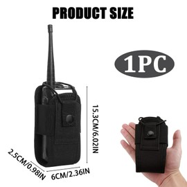 Walkie Talkie Bag Nylon Radio Bag MOLLE Radio Holder Adjustable Radios Holster Intercom Bag Interphone Pouch for Vest Walkie Talkie Holder Radio Holster for Belt Radio, black