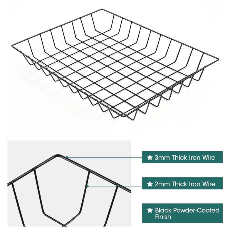 luvtree Tapered Large Wire Desk Basket (2 Pack)–Black Metal File