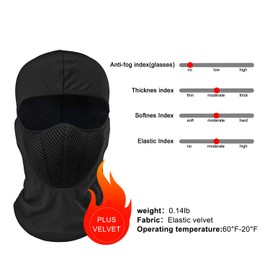 TAGVO Plus Velvet Balaclava Face Mask, Breathable Mesh Multipurpose Windproof Motorcycle Cycling Tactical Balaclava Hood Neck Warmer, Fit Helmets for Adults Women and Men Elastic Universal Size