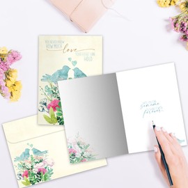 Tree-Free Greetings Wedding Cards - Artful Designs - 8 Assorted Cards + Matching Envelopes - Made in USA - 100% Recycled Paper - 5"x7" - Love Hearts (GA60103)