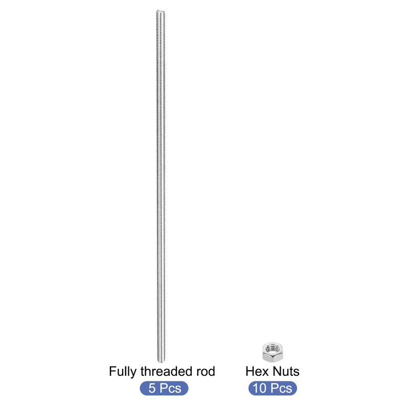 sourcing map 5Pack M6 x 150mm Fully Threaded Rod with